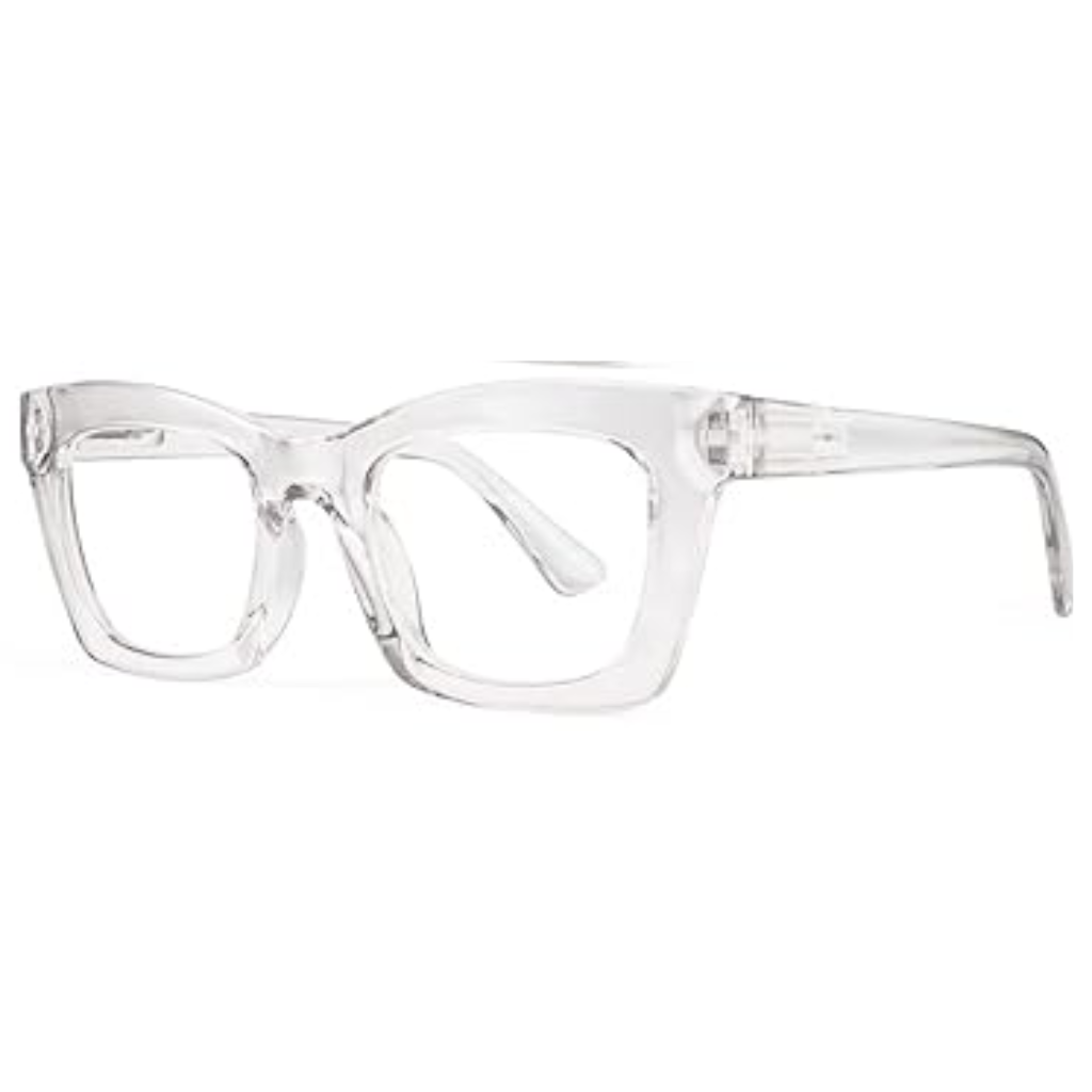Groot Montuur leesbril voor dames in doorzichtig, met leessterkte +3.50. Stijlvol montuur en comfortabele pasvorm. (SKU: GROOT-MONTUUR-030)