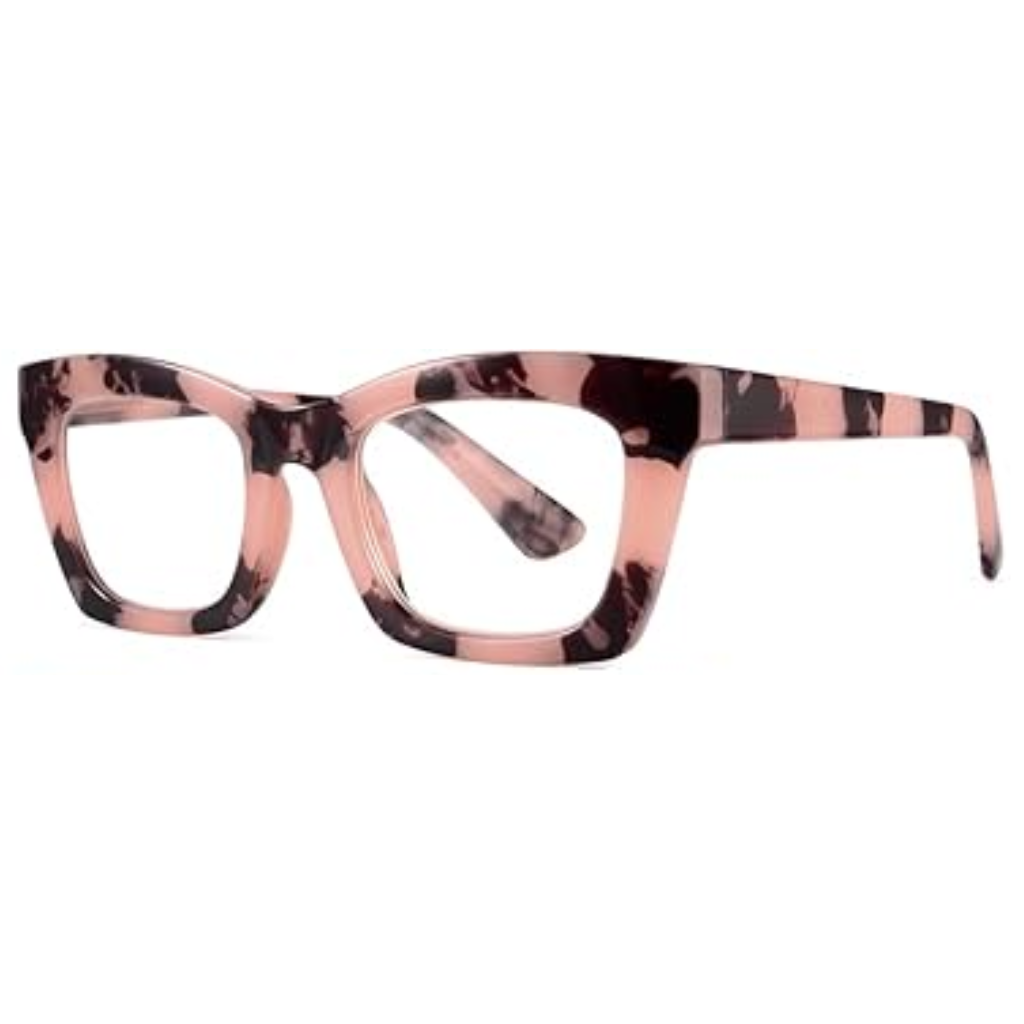 Groot Montuur leesbril voor dames in gevlekt, met leessterkte +3.50. Stijlvol montuur en comfortabele pasvorm. (SKU: GROOT-MONTUUR-024)