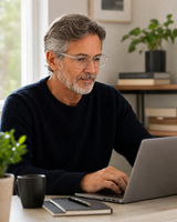 leesbrillen werken achter laptop stijlvol transparant