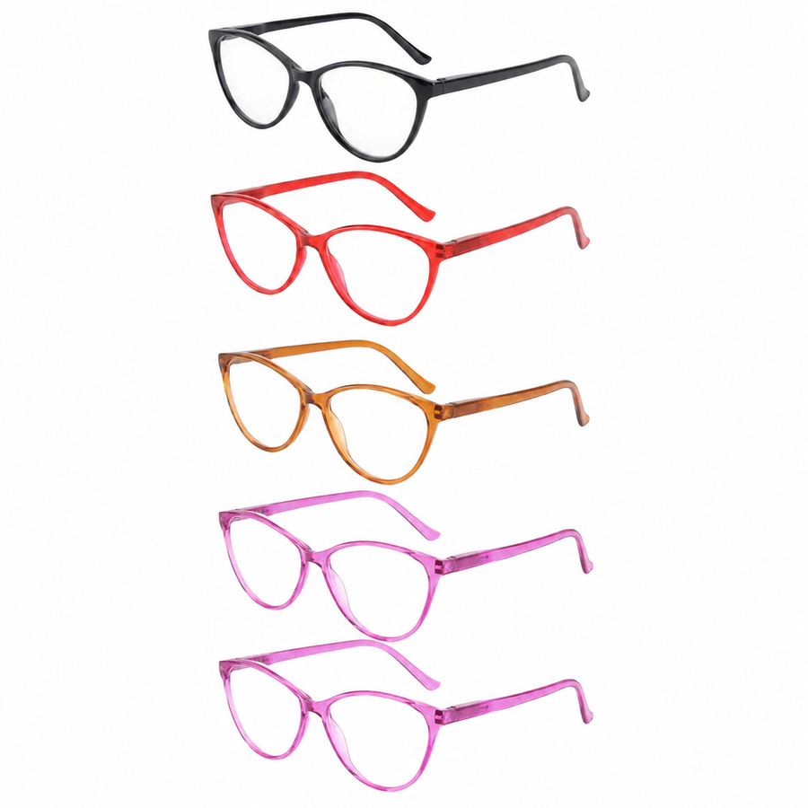 xyz gemixte leesbril cateye 5-pack